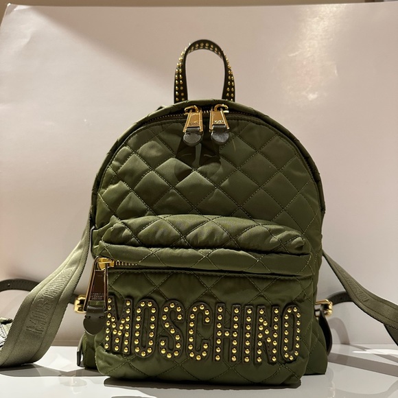 Moschino Studded Logo Backpack Quilted Nylon - Picture 3 of 16
